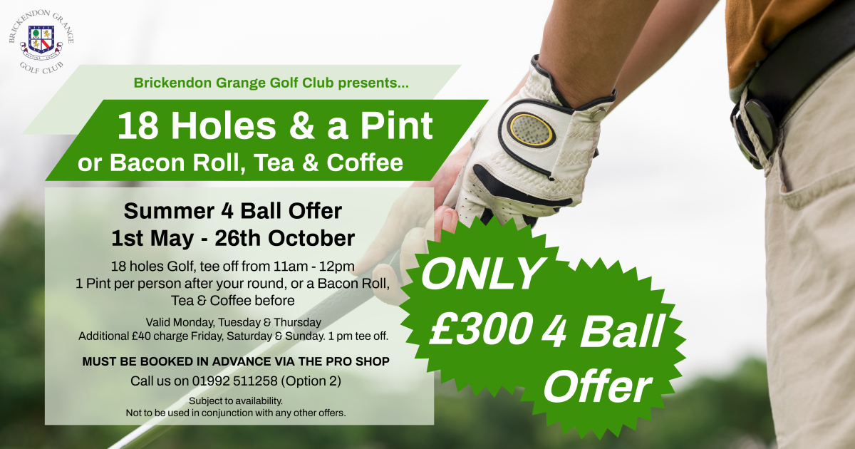 4 Ball offer - 18 Holes A Pint