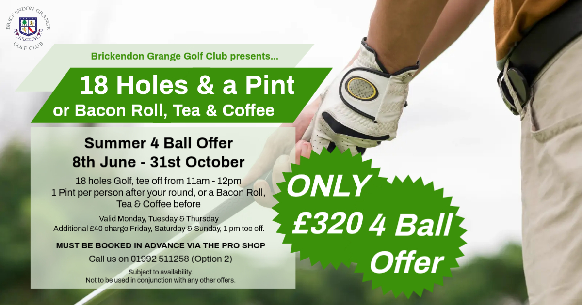 4 Ball offer - 18 Holes a Pint 8th June