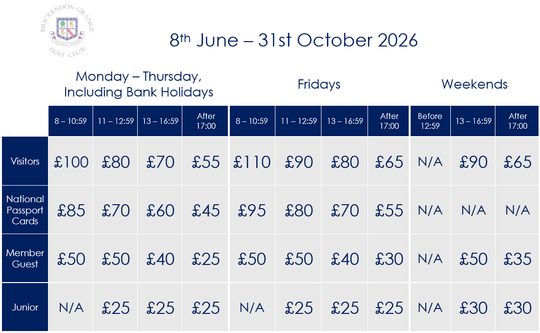 Visitors Prices 8th June - 31st October